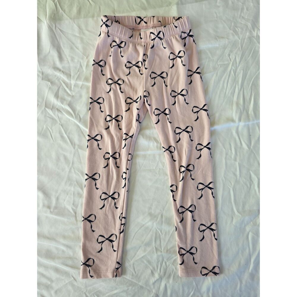 Gymboree Pink Black Bow Print Leggings - Girls Size 5T (play condition)